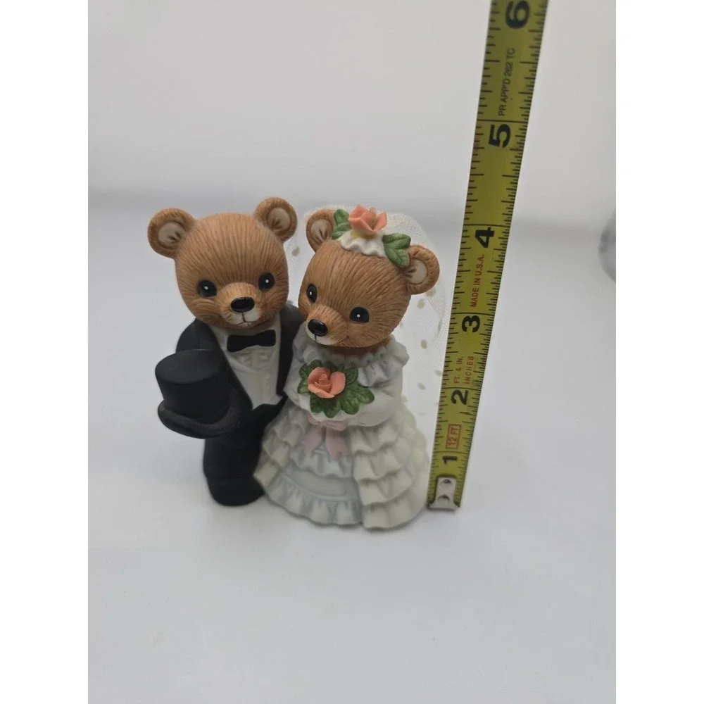 Vintage HomeCo Teddy Bear Bride Groom Wedding Cake Topper Figurine 1970s